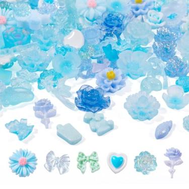 Imagem de Spritewelry Amuletos de resina 3D 30G com parte traseira plana, cabochão, berloques de flores planas, contas com enfeites luminosos para artesanato, decoração de casco de telefone, suprimentos para