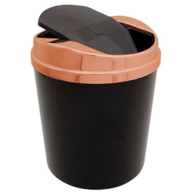 Imagem de Lixeira 5L com Tampa Basculante Rosè Gold Casa Rotaplast, Preto