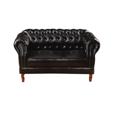 Imagem de Namoradeira Duque Capitonê 2 Lugares Courino Preto