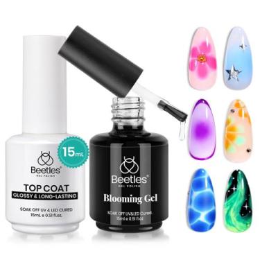 Imagem de Conjunto de esmaltes Beetles Blooming Gel Extra Glossy Top Coat - beet