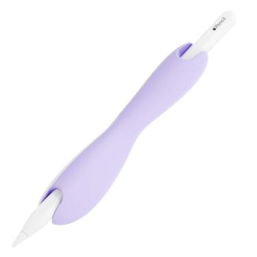 Imagem de ELETIUO Cabo compatível com Apple Pencil Pro, 1ª/2ª geração, modelo USB-C, capa protetora de silicone, design ergonômico de cabeça dupla, compatível com carregamento magnético e toque duplo, roxo