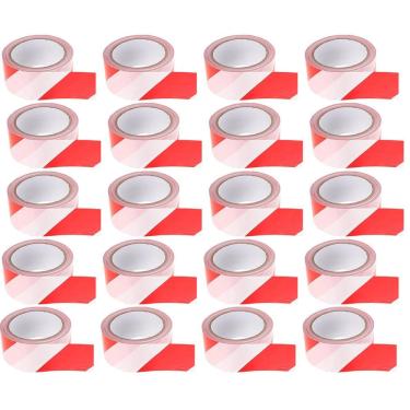 Imagem de Fita Sinalizaçao Zebrada Kit 20 Uni 100 Metros Vermelho Isolamento Segurança Area Isolada