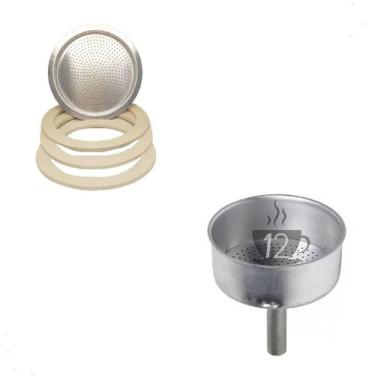 Imagem de Kit Reparo Funil Filtro E Borrachas Para Cafeteira Italiana / Moka De 
