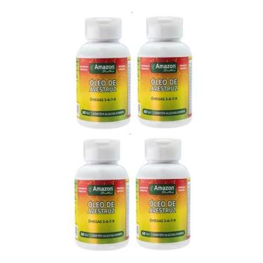 Imagem de Kit 4 Óleo De Avestruz Amazon Struthio - 60 Capsulas