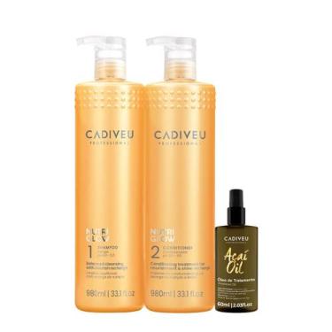 Imagem de Kit Cadiveu Professional Nutri Glow Shampoo Condicionador G e Açai Oil