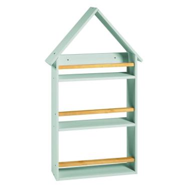 Imagem de Prateleira Casinha 109x68x10cm Infantil Verde Bebê/Amêndoa