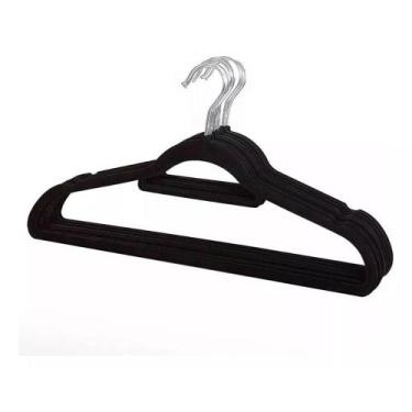 Imagem de Kit 10 Unidades Cabides Slim Veludo Preto - Global Mix