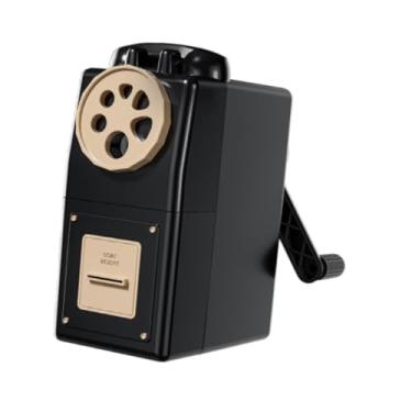 Imagem de Fenteer Apontador de lápis portátil com manivela de mão ajustável para material de escritório em casa, Preto