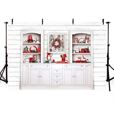 Imagem de MEHOFOND Fundo de armário de cozinha retrô de madeira branca estúdio fotográfico criança cozinha família interior retrato fundo de inverno adereços para cabine de fotos 2 x 1,5 m