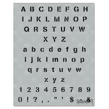 Imagem de Stencil1 Estênceis de letra de fonte em negrito 1,27 cm - letras e números - alfabeto maiúsculo e minúsculo - pintura, desenho, madeira, vinil e artesanato 21,6 cm x 28 cm
