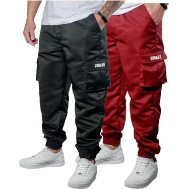 Imagem de Kit 2 Calça Jogger Bolsos Cargo Corta Vento Masculina Skate - Hunter, 
