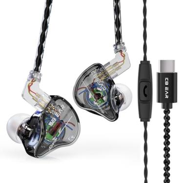 Imagem de keephifi Fone de ouvido KBEAR Storm in Ears para músicos, cantores, fones de ouvido audiófilos, fone de ouvido, 10 mm, forte magnético dinâmico, driver (preto, USB C com microfone)