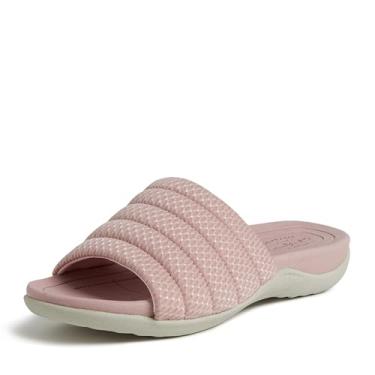 Imagem de Dearfoams Sandália feminina original confortável Emma com suporte de arco, Malva, 37