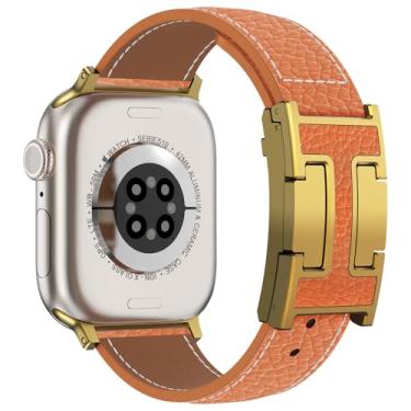 Imagem de CHANCHY Pulseira magnética de couro compatível com Apple Watch Ultra SE séries 10/9/8/7/6/5/4/3/2/1 de 40 mm, 38 mm, 41 mm, 42 mm, 45 mm, 46 mm, 40 mm, 38 mm, 41 mm, 44 mm, 45 mm e 46 mm