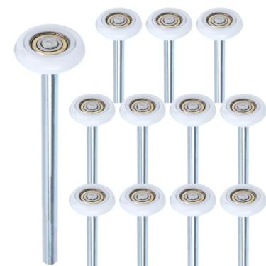 Imagem de Pacote com 12, haste de 23 cm, rolo de porta de garagem de grau comercial de nylon com 13 esferas, silencioso/durável e de alta carga, use rolamentos de precisão de vedação dupla 6200ZZ