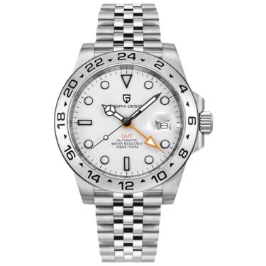 Imagem de Pagani Design Relógios masculinos GMT automáticos automáticos analógicos safira esportes à prova d'água luminoso relógio de pulso, branco - 5z, Esportivo