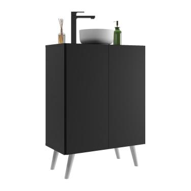 Imagem de Gabinete Banheiro 2 Portas Retrô 63Cm Multimóveis V5006 Preto/Branco Preto/Branco