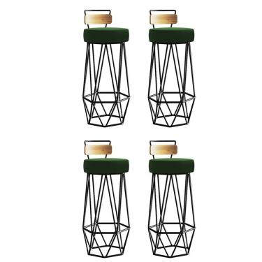 Imagem de Kit 04 Banqueta Com Encosto Botty Cozinha Rosa Ferro Preto Suede Verde Musgo - Amey Decor