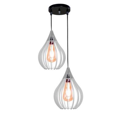 Imagem de Luminária Teto Lustre Pendente Balcão Cozinha Sala Duplo Cor:branco