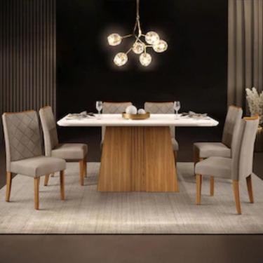 Imagem de Mesa De Jantar Raquel Plus Com 6 Cadeiras Dj Móveis Ginger/kraft