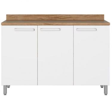 Imagem de Balcão Triplo Bartira Topázio Up Com 3 Portas E 1 Prateleira Branco Com Marrom