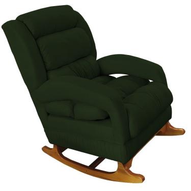 Imagem de Poltrona De Amamentação Com Balanço Luna Suede Verde Base De Madeira C05 - D'rossi