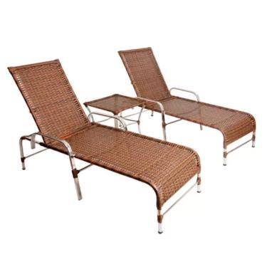 Imagem de Kit Espreguiçadeiras Catar E Mesa Garden Confortável Trama Argila