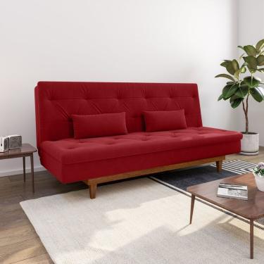Imagem de Sofá Cama 3 Lugares Em Suede Tokio Yescasa Vermelho/mel