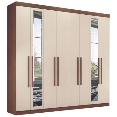 Imagem de Guarda Roupa Casal Com Espelho 8 Portas Paris Jatobá Areia