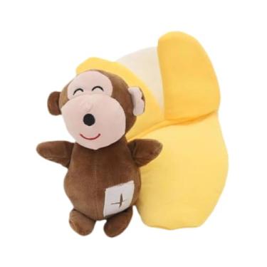 Imagem de Kokiya Brinquedo de cachorro que faz barulho para cães de pequeno e médio Brinquedos interativos para cães Banana Monkey Toy