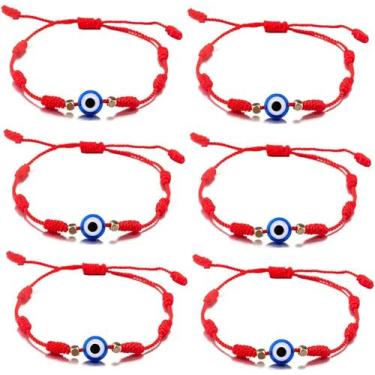 Imagem de Kit 6 Pulseiras Olho Grego 7 Nós Ajustável Proteção Sorte - A1