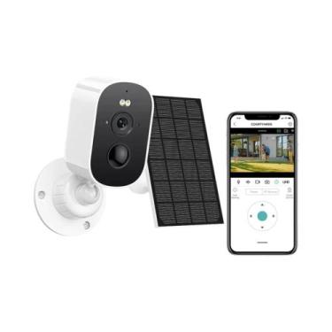 Imagem de Câmera WiFi Solar Externa 1080P Sem Fio Alimentada Por Bateria Com Ala