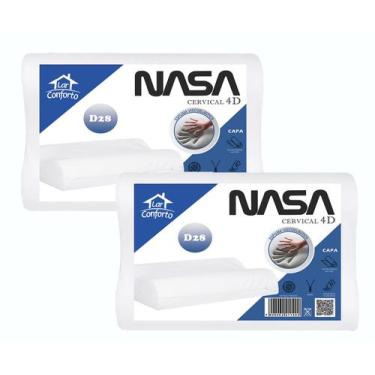 Imagem de Kit 2 Travesseiro Nasa Cervical D28 Ortopédico Capa 200 Fios Repelente