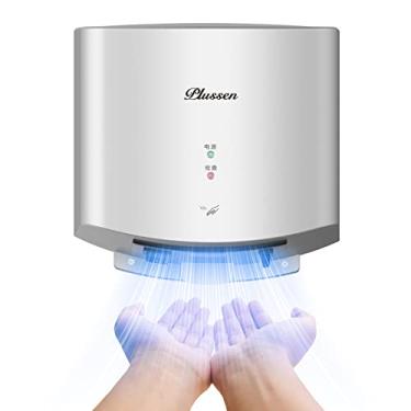 Imagem de PLUSSEN Secador De Mãos Com Filtro Hepa, Secagem Rápida Elétrica Comercial Em 10 Segundos, Secadores Automáticos Banheiro Para Residências E Indústrias, Interruptor Ar Quente/Frio, 110 V, Prata