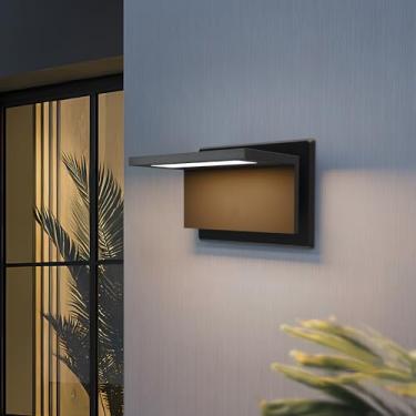 Imagem de illumishin Luminária De Parede Externa Illumishin, Led Para Varanda, Suporte Alumínio, Luz Branca Quente 3000K, À Prova D'Água Porta Garagem E Pátio, 680 Lm (17309-Cinza)