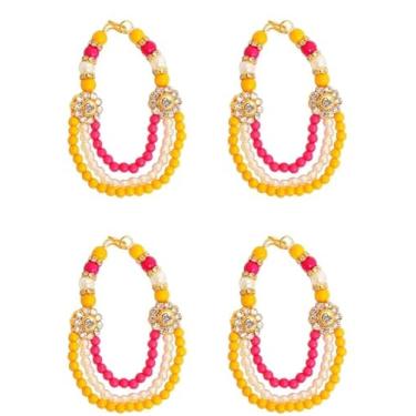 Imagem de Conjunto de 4 Malas para Laddu Gopal/Devi Maa/Radha Krishna/Festival de Holi Tradicional Indiano Conjunto de Deusas Deusas Joias Deuses Estátua Ídolo de Deus (Tamanho: - 9 cm) (Cor: -Branco, Vermelho
