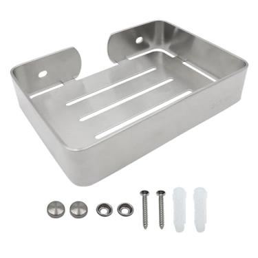 Imagem de Shonmogar Saboneteira De Aço Inoxidável Com Suporte Prateado Para Chuveiro Parede Parafusos, Resistente Bar, Banheiro Elegante, Pia Cozinha E Banheira