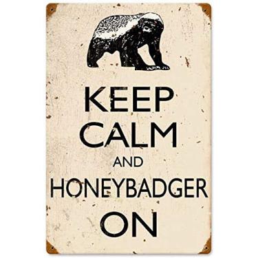 Imagem de Maizeco Placas De Lata Metal Retrô Com Estampa Texugo-Mel, 20X30 Cm, Prato Decorativo Para Pôster, Cafeteria, Bar, Pub, Cozinha, Cerveja, Decoração Engraçada Parede