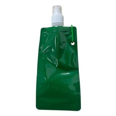 Imagem de Squeeze garrafa de água garrafinha dobrável levar na bolsa para academia 460ml Transparente (Verde Escuro Leitoso,5)