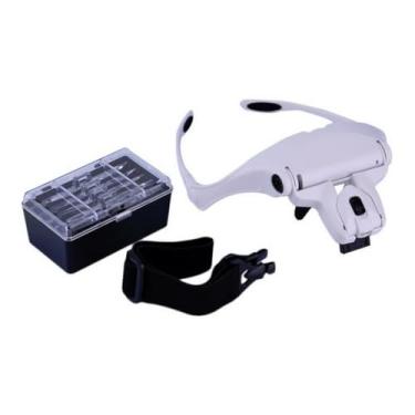 Imagem de Lupa De Cabeça Profissional Com LED + 5 Lentes De Aumento Óculos Aro Ajustável Estética Relojoaria