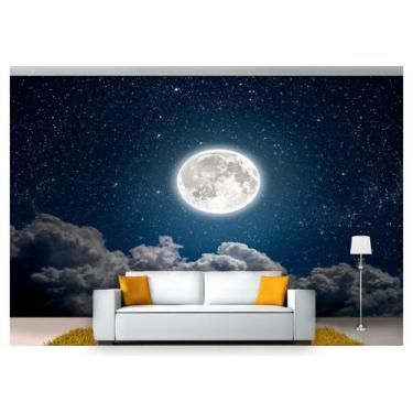 Imagem de Papel De Parede Lua Noite Nuvens Céu 3D Lua32 - Você Decora