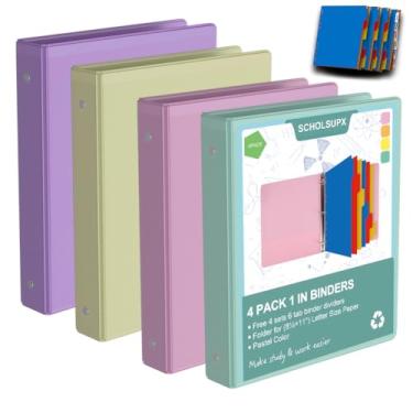 Imagem de Fichários de 2,5 cm com divisórias, pacote com 4 fichários de 2,5 cm com 4 conjuntos de divisórias de 6 abas, tamanho carta, escritório, ideal para escola e organização doméstica