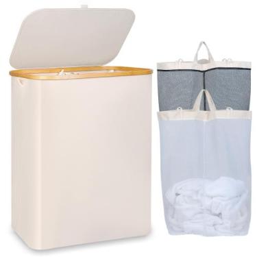 Imagem de Cesto de roupa suja ieGrow 150L com tampa e bolsa interna removível - 