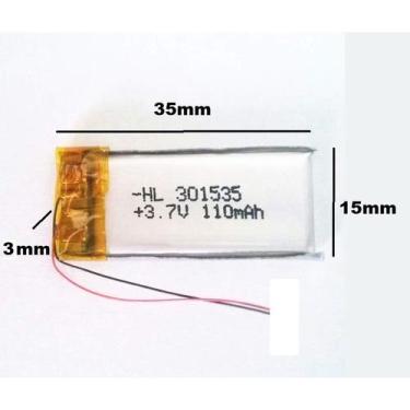 Imagem de 1 Peça 301535 3,7v 110mah 3mmx15mmx35mm 301535 2 Fios - bgb