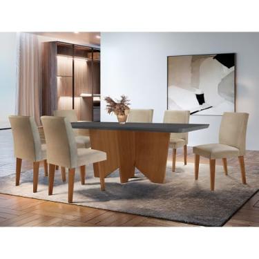 Imagem de Sala de Jantar Mesa Evora 180 Mdf Canto Copo com 6 Cadeiras Grecia Rufato