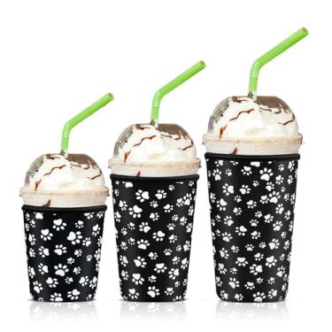 Imagem de 3 Pack Reusable Iced Coffee Sleeves, Jahomieo Insulator Sleeve for Cold Beverages, Neoprene Drink Sleeve Cup Holder for Starbucks Coffee, McDonalds, Dunkin Coffee，More