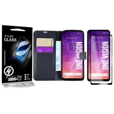 Imagem de Capa Carteira + Película De Vidro 3D Moto One Vision XT1970 6.3 - Cell
