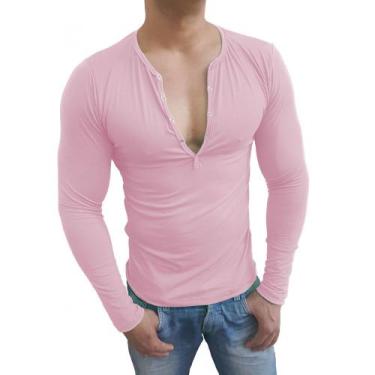 Imagem de Camiseta Botão Pressão manga longa - Sjons Modas, Rosa, g