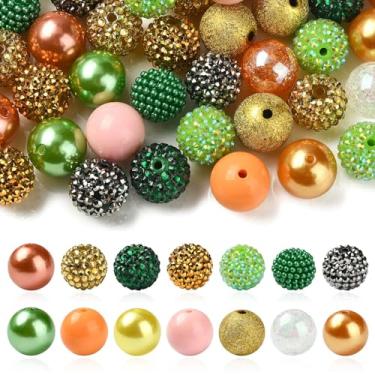 Imagem de UR URLIFEHALL 50 peças aleatórias de 20 mm contas redondas de acrílico coloridas grossas contas de chiclete para brinco, pulseira, colar, chaveiros, fabricação de joias