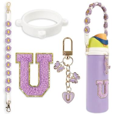 Imagem de Conjunto de pingentes de letras fofas compatível com garrafa de água Owala 680 g, 946 ml, 1,134 g, copo de café Owala Kids, Owala FreeSip – Inclui alça de alça, para acessórios Owala & Stanley Cup